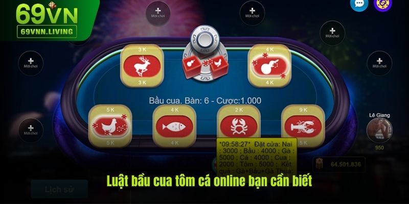 Chỉ bạn luật bầu cua tôm cá online